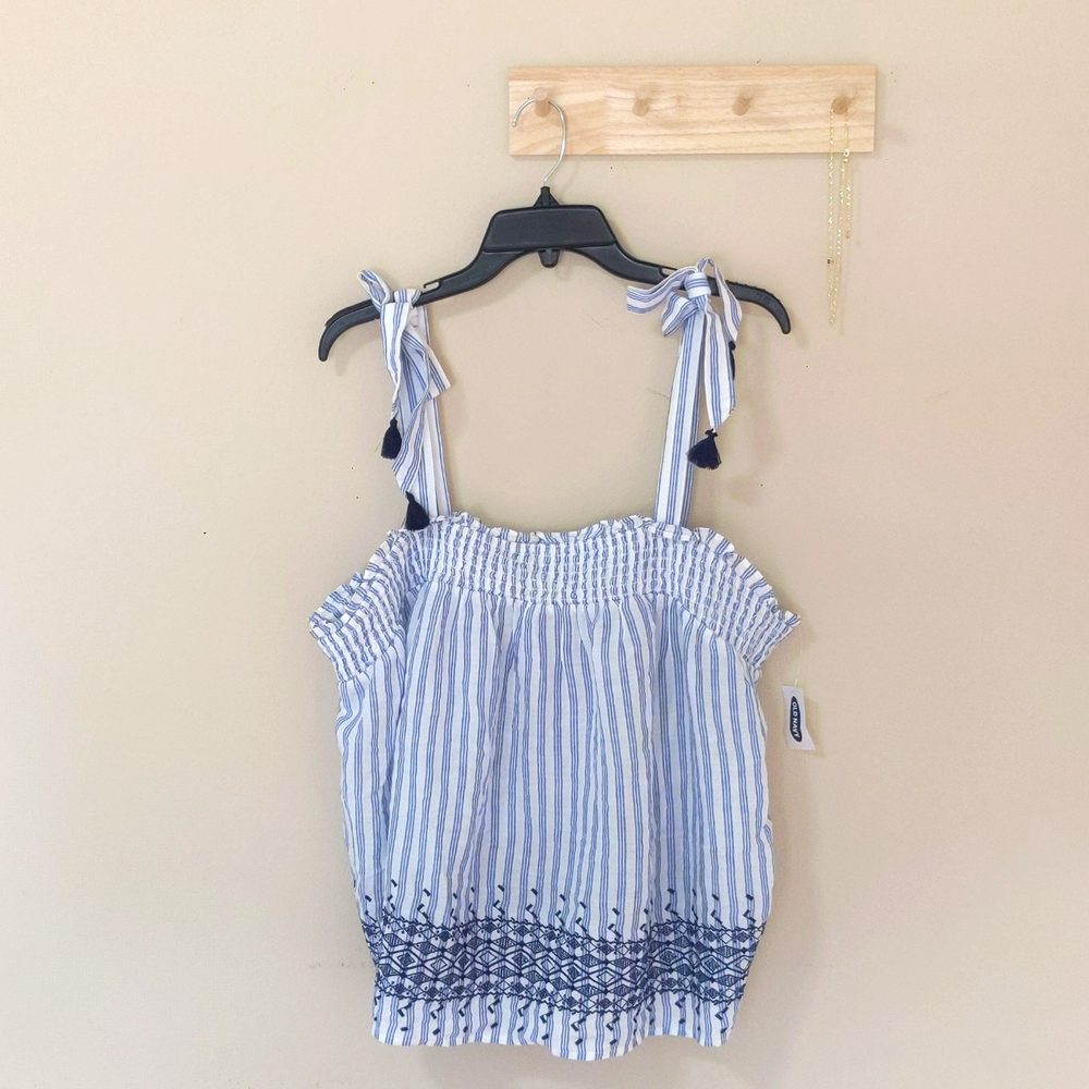 NWT Old Navy Blue and white striped Blouse Size XL